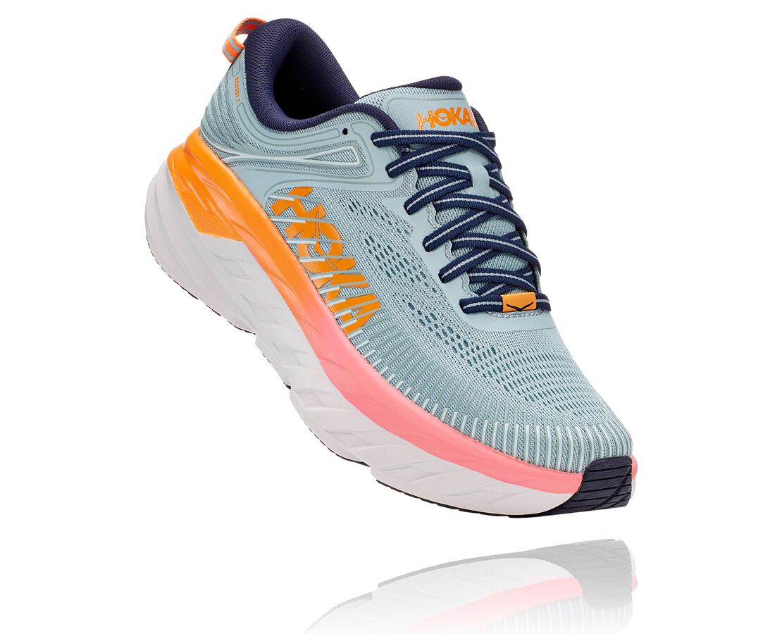 Hoka One One Women's Bondi 7 Wide Shoes Blue (HO7269) Australia